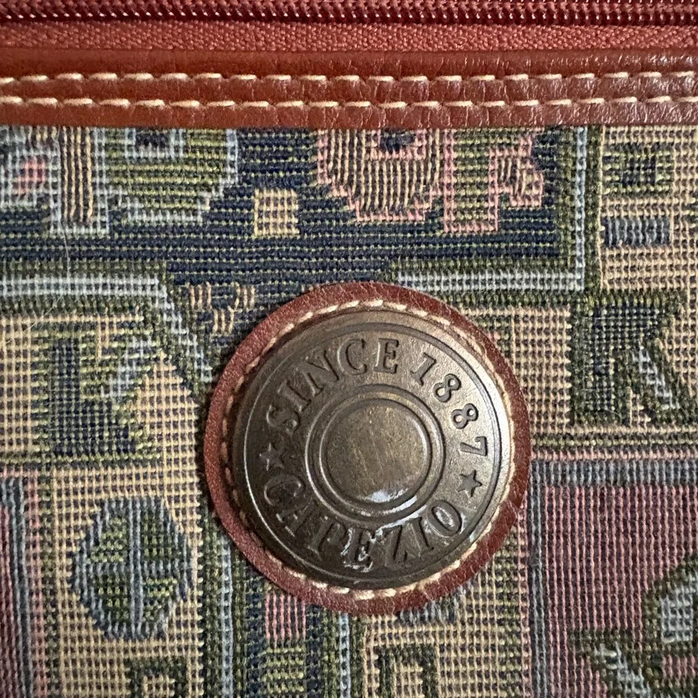 CAPEZIO, Vintage Faux Leather Multicolor Carpet Bag Style Weekend Travel Bag